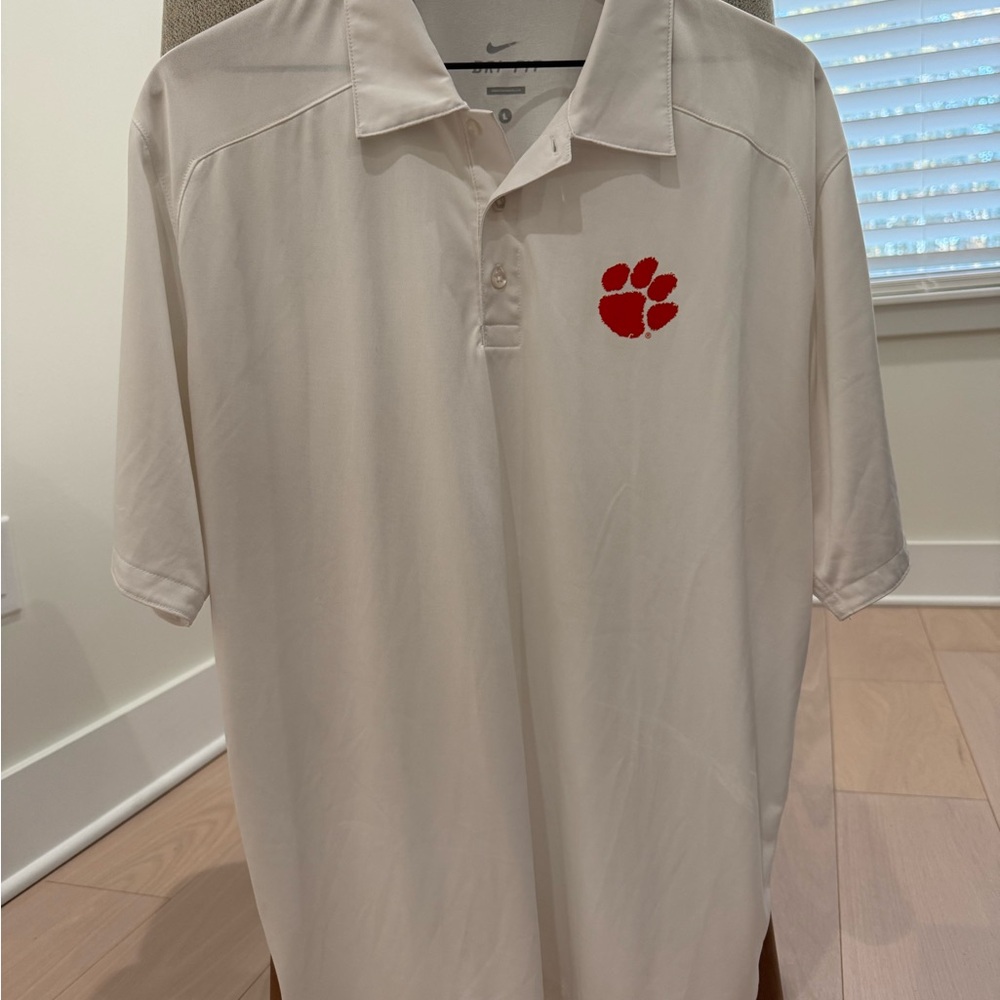 Nike ✔️ Dri-FIT Clemson Tigers 🐅 White Polo Shirt | Men’s Large